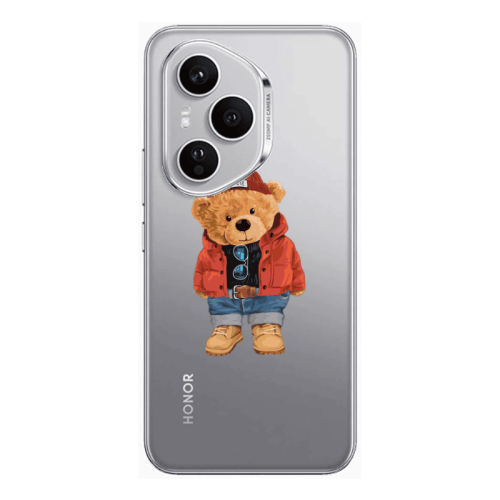 Honor Magic 400 Pro Bear in a hat Transparent Silicone TPU Θήκη